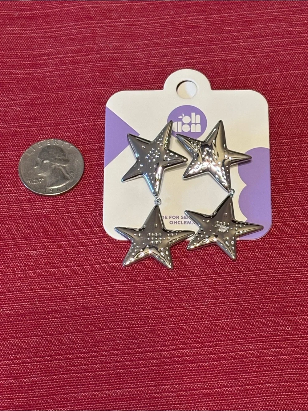 Oh Clem Silver Star Drop Earrings